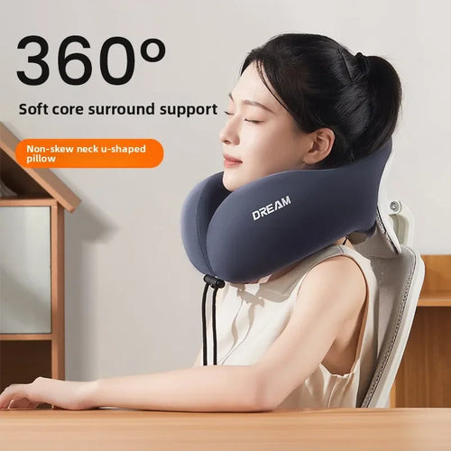 Memory Foam U-Shaped Neck Pillow for Travel & Airplane - Ergonomic Cervical Support Pillow with Portable Design Washable Cover